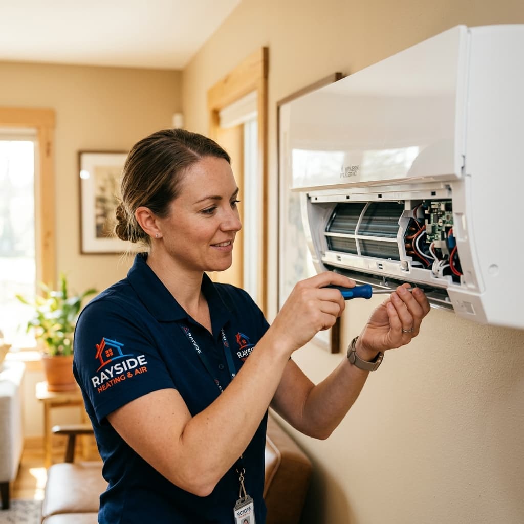 Rayside certified professional technician performing Mini Splits